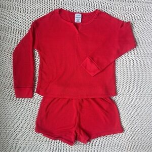 Art Class Red Ribbed Girl's Pajama Set Size Small